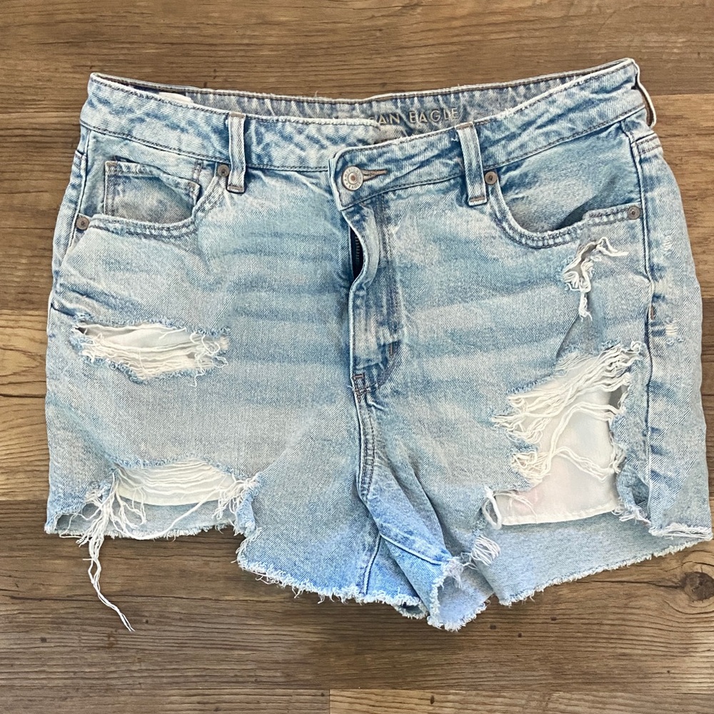 American Eagle Outfitters Light Blue Distressed Denim Jean Shorts